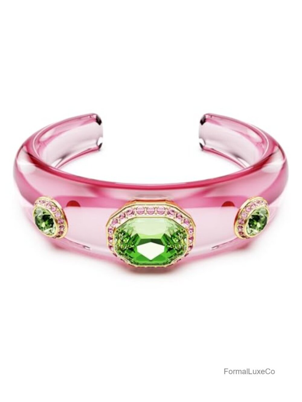 Gold-Tone Crystal Cuff Bracelet with Lobster Clasp
